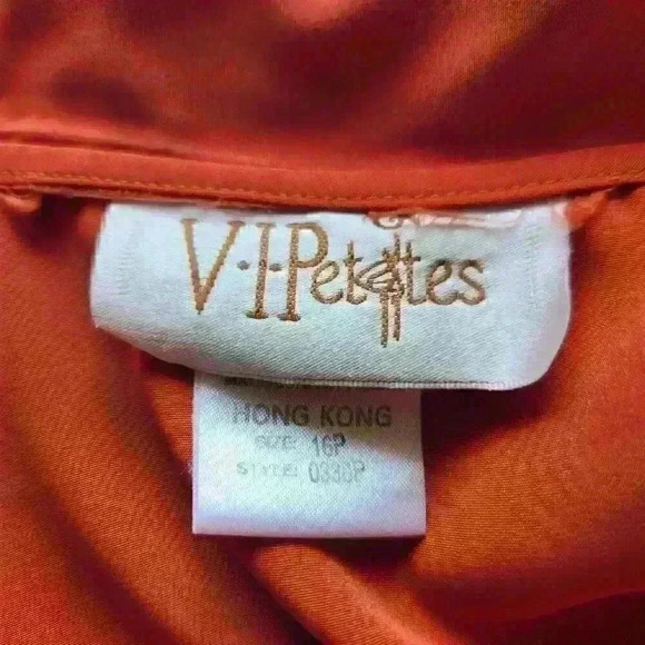 Vintage  80s orange puffy-sleeved embroidered button-up shirt with pointy collar - Picture 9 of 16